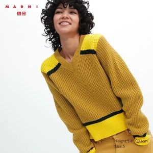 MARNI X UNIQLO POPCORN KNITTED V NECK JUMPER SWEATER SZ M
